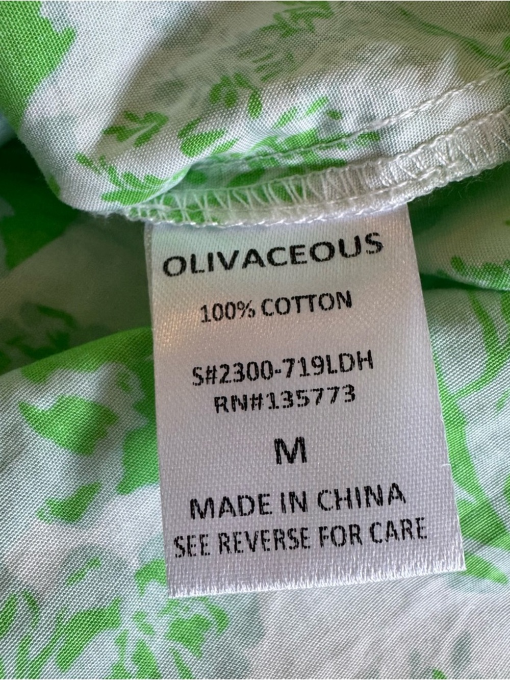 Olivaceous Womens Green Leaf Cotton Tiered Mini Dress Medium - Picture 11 of 14